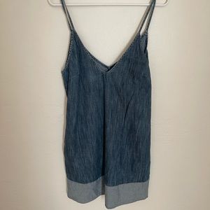 Denim mini dress with pockets abs zipper